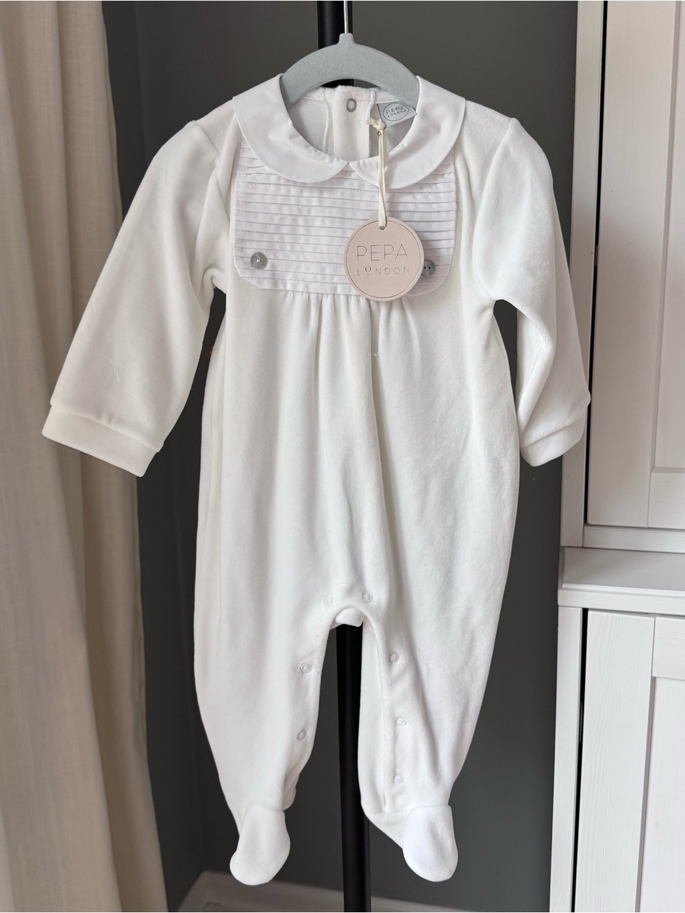 Pepa London White Baby One-Piece Footed Romper
